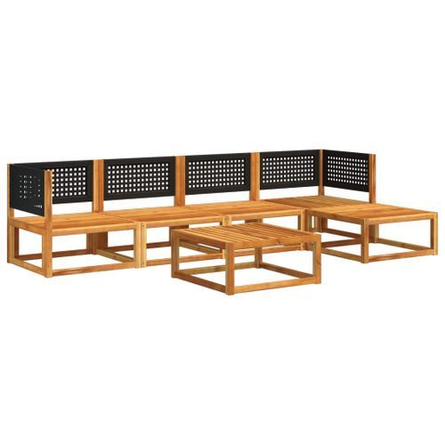 Salon de jardin avec coussins 6 pcs bois d'acacia solide - Photo n°3; ?>