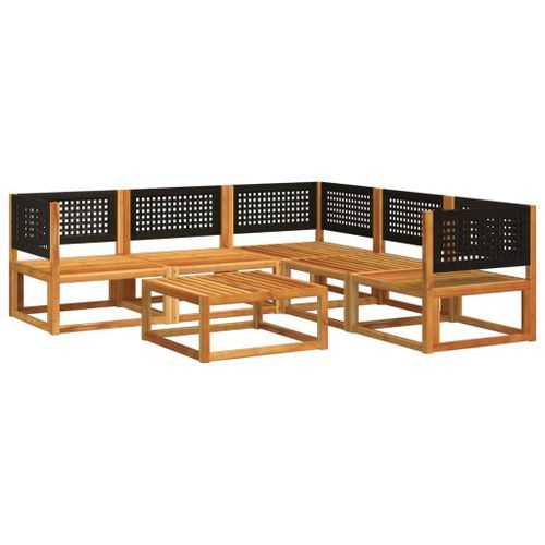 Salon de jardin avec coussins 6 pcs bois d'acacia solide - Photo n°3; ?>