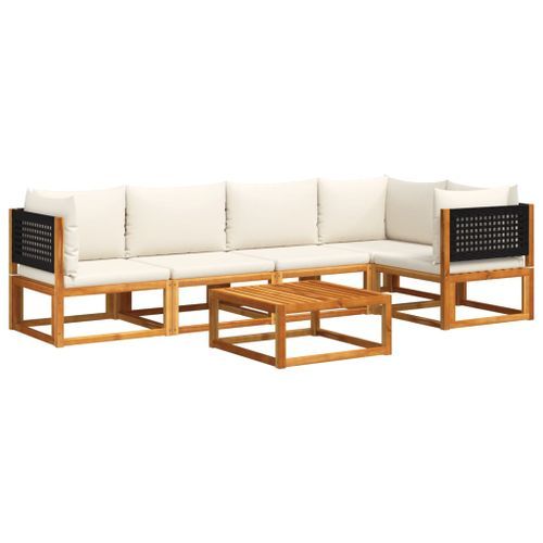 Salon de jardin avec coussins 6 pcs bois d'acacia solide - Photo n°2; ?>