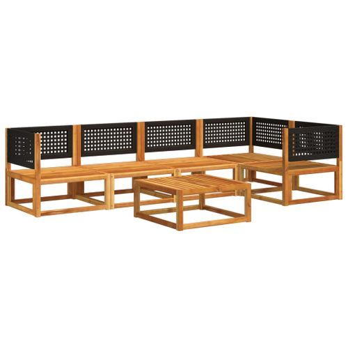 Salon de jardin avec coussins 6 pcs bois d'acacia solide - Photo n°3; ?>