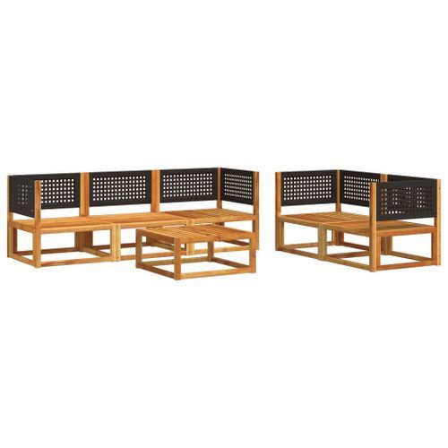 Salon de jardin avec coussins 6 pcs bois d'acacia solide - Photo n°3; ?>