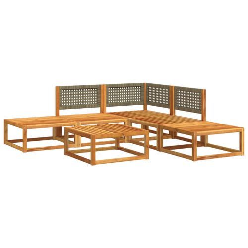 Salon de jardin avec coussins 6 pcs bois d'acacia solide - Photo n°3; ?>