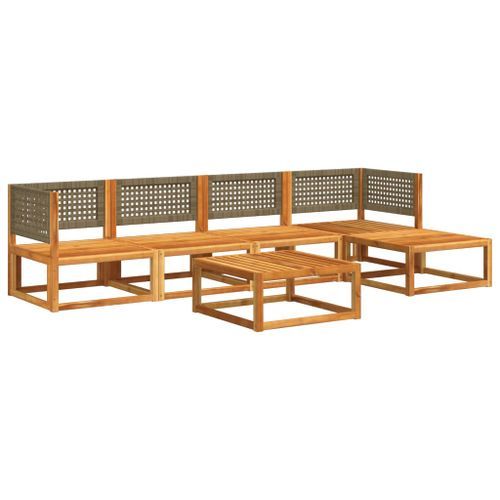 Salon de jardin avec coussins 6 pcs bois d'acacia solide - Photo n°3; ?>