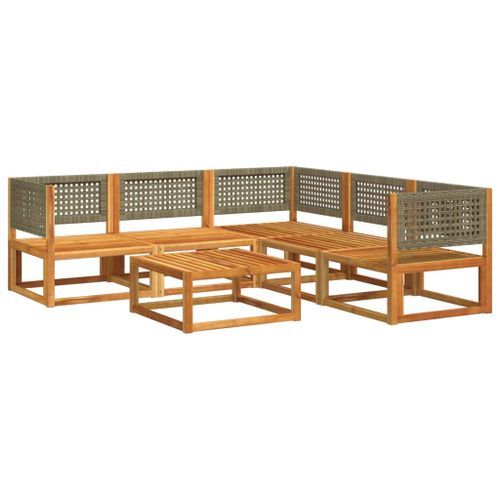 Salon de jardin avec coussins 6 pcs bois d'acacia solide - Photo n°3; ?>