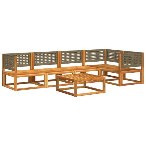 Salon de jardin avec coussins 6 pcs bois d'acacia solide - Photo n°3; ?>