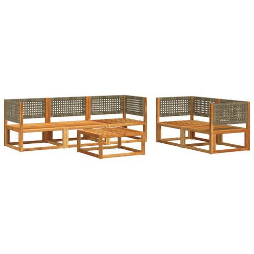 Salon de jardin avec coussins 6 pcs bois d'acacia solide - Photo n°3; ?>