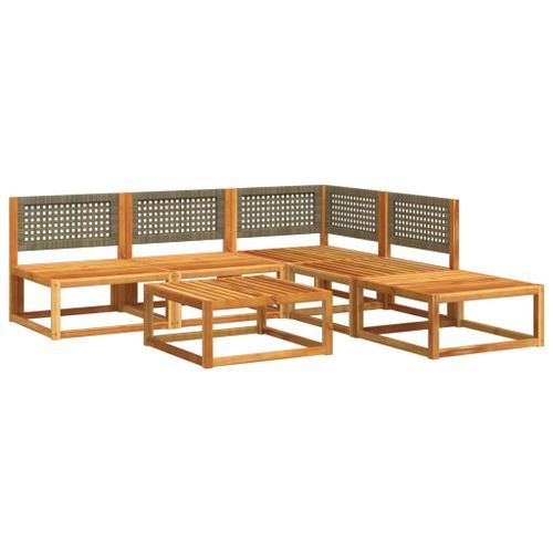 Salon de jardin avec coussins 6 pcs bois d'acacia solide - Photo n°3; ?>