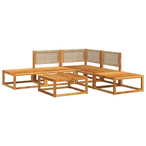 Salon de jardin avec coussins 6 pcs bois d'acacia solide - Photo n°3; ?>