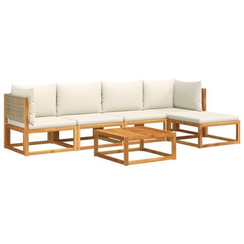 Salon de jardin avec coussins 6 pcs bois d'acacia solide - Photo n°2; ?>