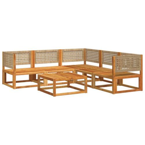 Salon de jardin avec coussins 6 pcs bois d'acacia solide - Photo n°3; ?>