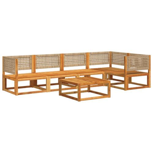 Salon de jardin avec coussins 6 pcs bois d'acacia solide - Photo n°3; ?>