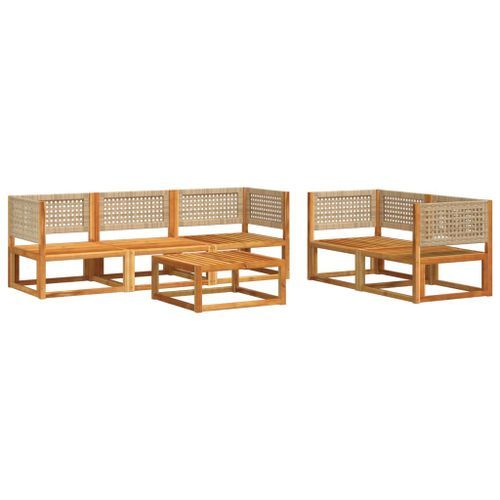 Salon de jardin avec coussins 6 pcs bois d'acacia solide - Photo n°3; ?>