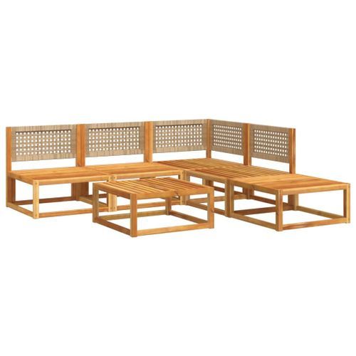 Salon de jardin avec coussins 6 pcs bois d'acacia solide - Photo n°3; ?>