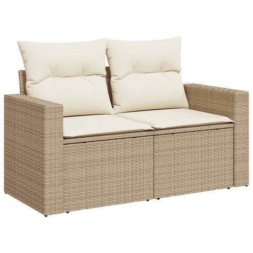 Salon de jardin avec coussins 7 pcs beige résine tressée - Photo n°3; ?>