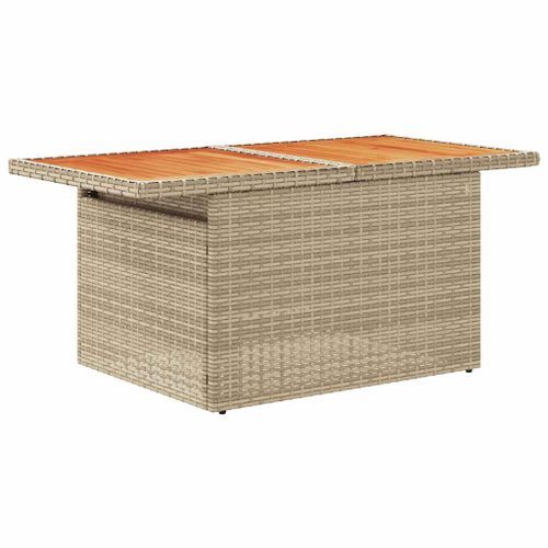 Salon de jardin avec coussins 7 pcs beige résine tressée acacia - Photo n°3; ?>