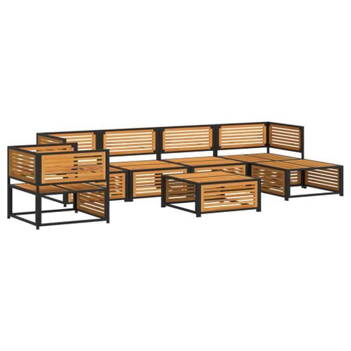 Salon de jardin avec coussins 7 pcs bois massif d'acacia - Photo n°3; ?>