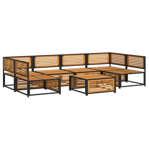 Salon de jardin avec coussins 7 pcs bois massif d'acacia - Photo n°3; ?>