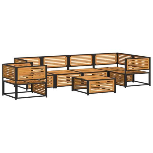 Salon de jardin avec coussins 7 pcs bois massif d'acacia - Photo n°3; ?>