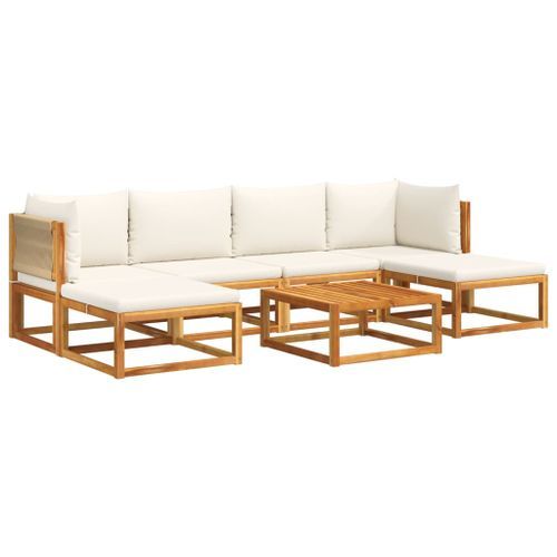 Salon de jardin avec coussins 7 pcs bois massif d'acacia - Photo n°2; ?>