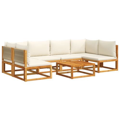 Salon de jardin avec coussins 7 pcs bois massif d'acacia - Photo n°2; ?>