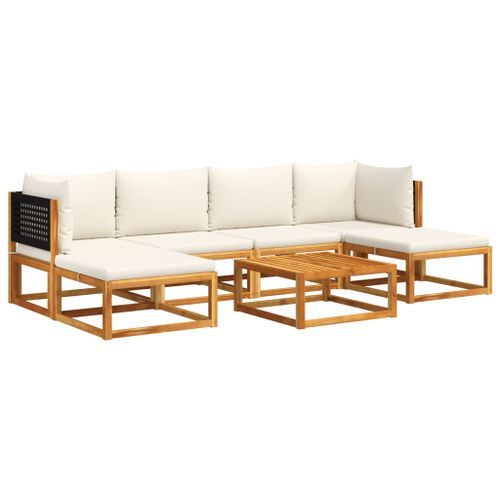 Salon de jardin avec coussins 7 pcs bois massif d'acacia - Photo n°2; ?>