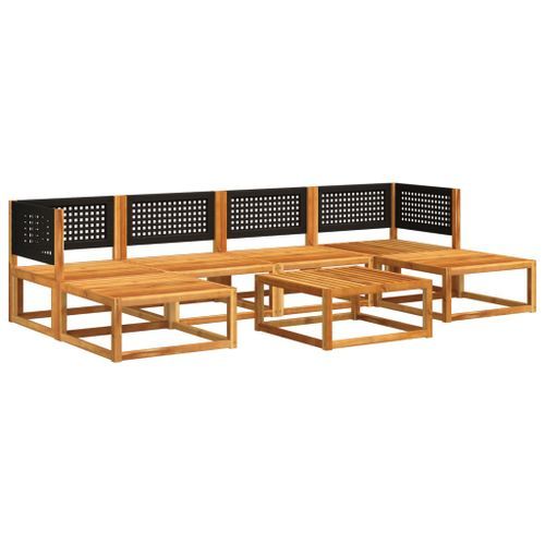 Salon de jardin avec coussins 7 pcs bois massif d'acacia - Photo n°3; ?>