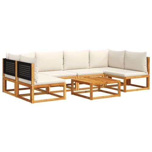 Salon de jardin avec coussins 7 pcs bois massif d'acacia - Photo n°2; ?>