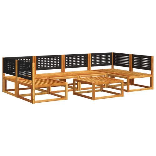 Salon de jardin avec coussins 7 pcs bois massif d'acacia - Photo n°3; ?>