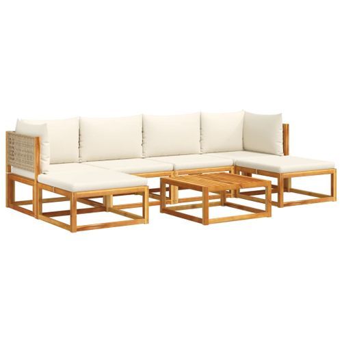 Salon de jardin avec coussins 7 pcs bois massif d'acacia - Photo n°2; ?>