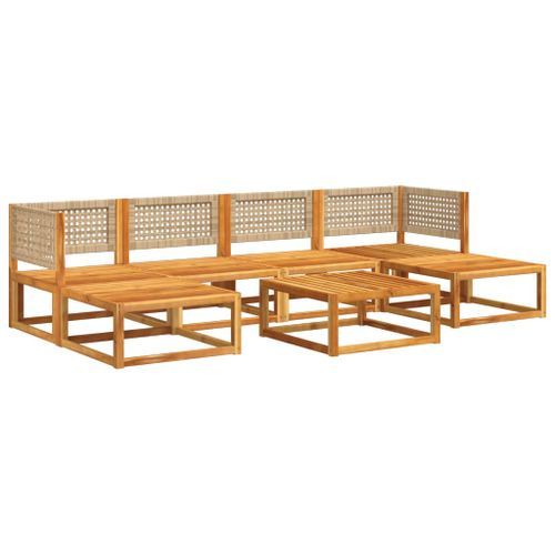 Salon de jardin avec coussins 7 pcs bois massif d'acacia - Photo n°3; ?>