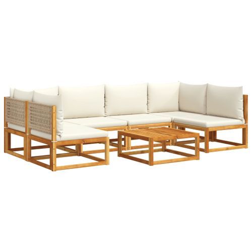 Salon de jardin avec coussins 7 pcs bois massif d'acacia - Photo n°2; ?>