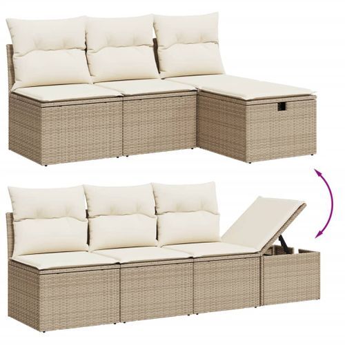 Salon de jardin avec coussins 8 pcs beige résine tressée - Photo n°3; ?>