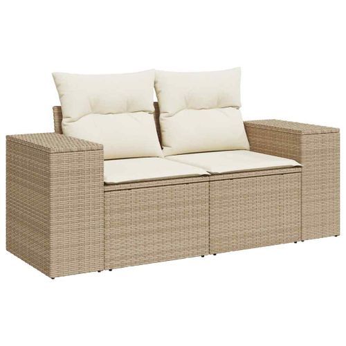 Salon de jardin avec coussins 8 pcs beige résine tressée - Photo n°3; ?>