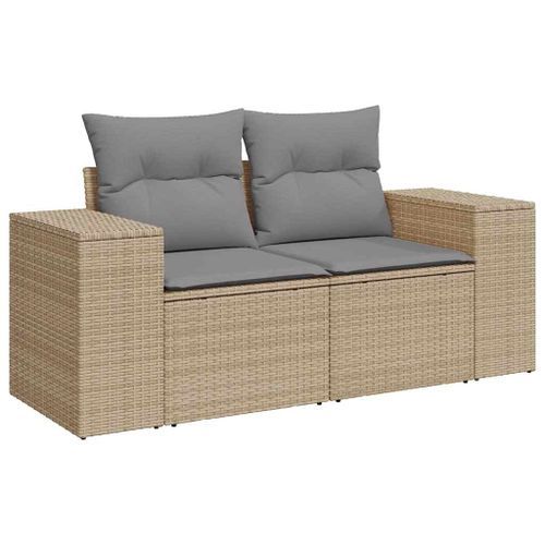 Salon de jardin avec coussins 8 pcs beige résine tressée - Photo n°3; ?>