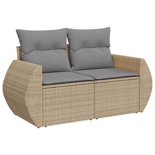 Salon de jardin avec coussins 8 pcs beige résine tressée - Photo n°3; ?>