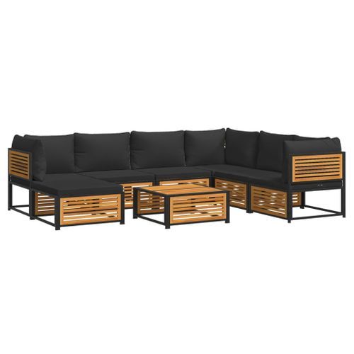 Salon de jardin avec coussins 8 pcs bois massif d'acacia - Photo n°2; ?>