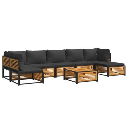 Salon de jardin avec coussins 8 pcs bois massif d'acacia - Photo n°2; ?>