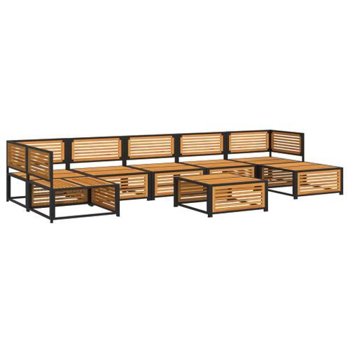 Salon de jardin avec coussins 8 pcs bois massif d'acacia - Photo n°3; ?>