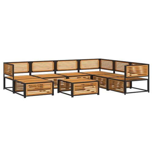 Salon de jardin avec coussins 8 pcs bois massif d'acacia - Photo n°3; ?>