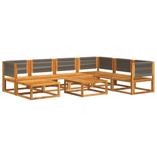 Salon de jardin avec coussins 8 pcs bois massif d'acacia - Photo n°3; ?>