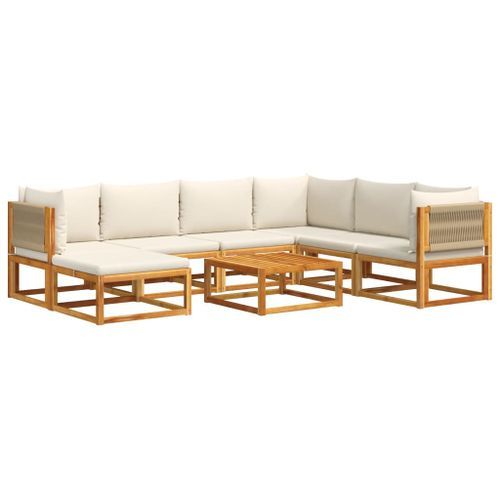 Salon de jardin avec coussins 8 pcs bois massif d'acacia - Photo n°2; ?>