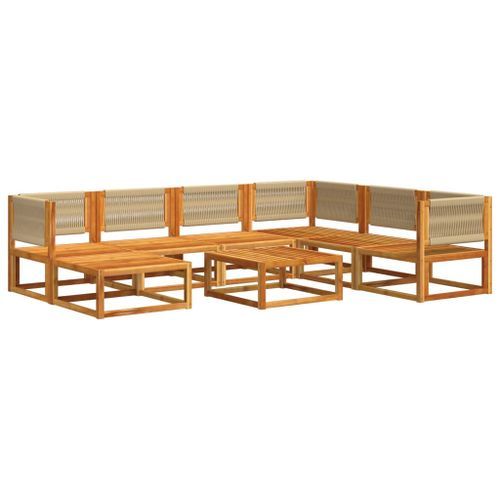 Salon de jardin avec coussins 8 pcs bois massif d'acacia - Photo n°3; ?>