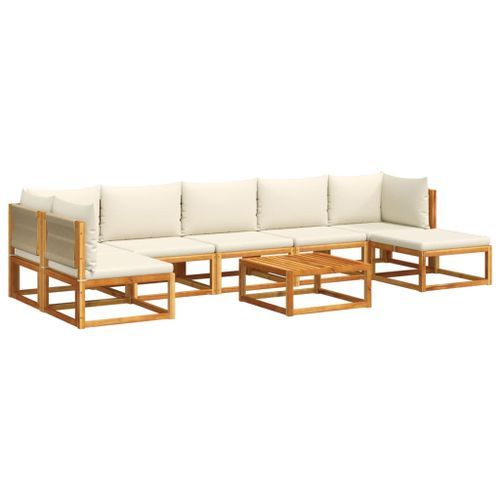 Salon de jardin avec coussins 8 pcs bois massif d'acacia - Photo n°2; ?>