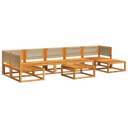 Salon de jardin avec coussins 8 pcs bois massif d'acacia - Photo n°3; ?>