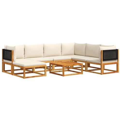 Salon de jardin avec coussins 8 pcs bois massif d'acacia - Photo n°2; ?>