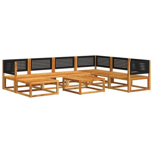 Salon de jardin avec coussins 8 pcs bois massif d'acacia - Photo n°3; ?>