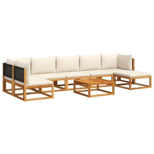 Salon de jardin avec coussins 8 pcs bois massif d'acacia - Photo n°2; ?>