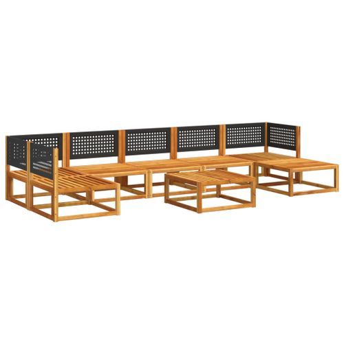 Salon de jardin avec coussins 8 pcs bois massif d'acacia - Photo n°3; ?>