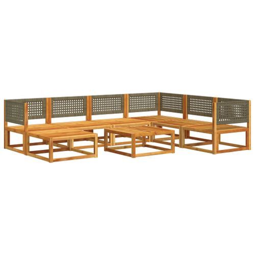 Salon de jardin avec coussins 8 pcs bois massif d'acacia - Photo n°3; ?>