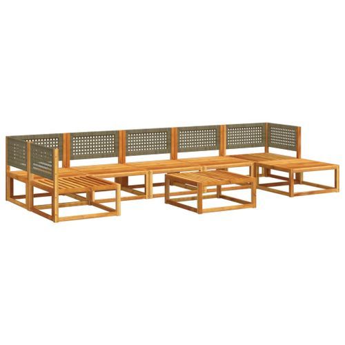 Salon de jardin avec coussins 8 pcs bois massif d'acacia - Photo n°3; ?>